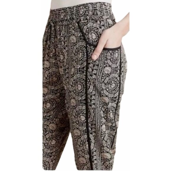 Anthropologie Hei Hei Womens Black & White Patterned Joggers With Pockets Size S - Picture 2 of 12